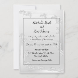 Elegant Silver Leaves Wedding Uitnodiging