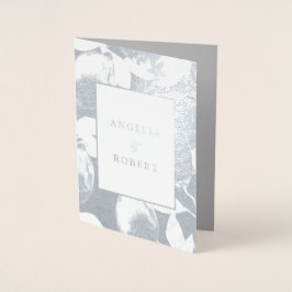 Elegant Silver Lemons & Foliage Wedding Real Folie Kaarten