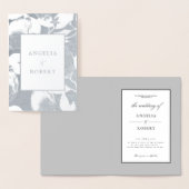 Elegant Silver Lemons & Foliage Wedding Real Folie Kaarten (Display)