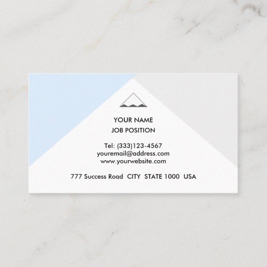 Elegant Silver, Light Blue en White Visitekaartje (Achterkant)