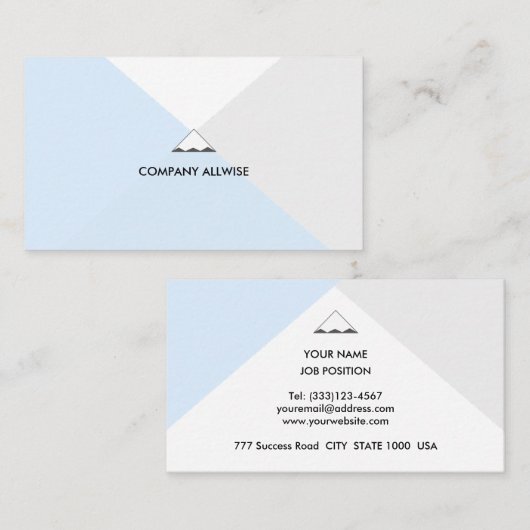 Elegant Silver, Light Blue en White Visitekaartje (Voorkant / Achterkant)