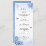 Elegant Silver Light Blue Rozen Waterverf Floral Menu<br><div class="desc">Creëer uw eigen elegante menu's voor uw zilveren en lichte babyblauwe bruiloft, een zoete 16-jarige verjaardag, quinceanera, baby shower, vrijgezellenfeest of andere belangrijke gebeurtenis. De kunst van de waterverf, geïllustreerd door Raphaela Wilson, is voorzien van een prachtig sprookje met geschilderde rozen die bedekt zijn met zilver boven wit papier. Een...</div>