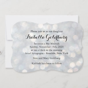 Elegant Silver Lights Bat Mitzvah Kaart