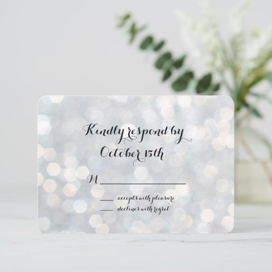 Elegant Silver Lights RSVP (Staand voorkant)