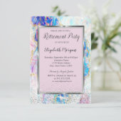 Elegant Silver Lijst Confetti Opal Retirement Kaart (Staand voorkant)