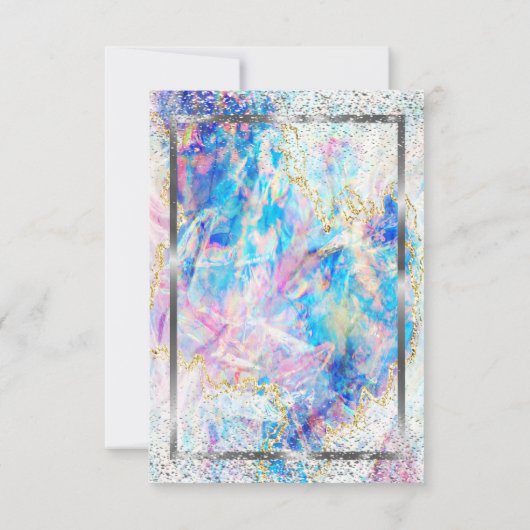 Elegant Silver Lijst Confetti Opal Retirement Kaart (Achterkant)