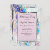 Elegant Silver Lijst Confetti Opal Retirement Kaart (Voorkant / Achterkant)
