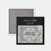 Elegant Silver Lijst Wedding Favor Photo Magnet (Voorkant / Achterkant)