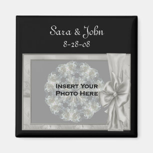 Elegant Silver Lijst Wedding Favor Photo Magnet