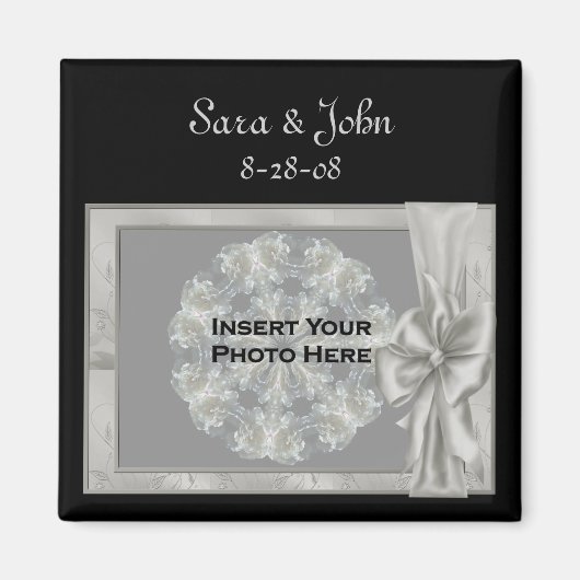 Elegant Silver Lijst Wedding Favor Photo Magnet (Voorkant)