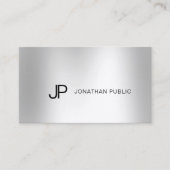 Elegant Silver look Modern Professional Monogram Visitekaartje (Voorkant)