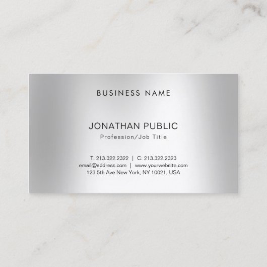 Elegant Silver look Modern Professional Monogram Visitekaartje (Achterkant)