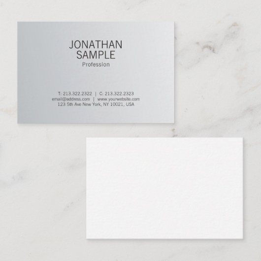 Elegant Silver-look Professional Minimalist Plain Visitekaartje (Voorkant / Achterkant)