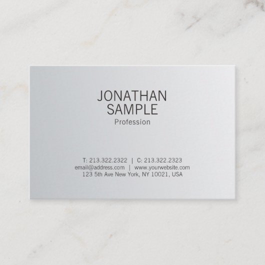 Elegant Silver-look Professional Minimalist Plain Visitekaartje (Voorkant)