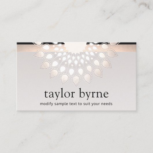 Elegant Silver Lotus Flower Mandala Visitekaartje (Voorkant)