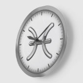 Elegant Silver Luxury Pisces Zodiac Symbol | Grote Klok (Hoek)