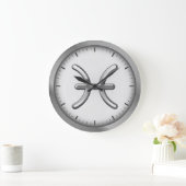 Elegant Silver Luxury Pisces Zodiac Symbol | Grote Klok (Huis)