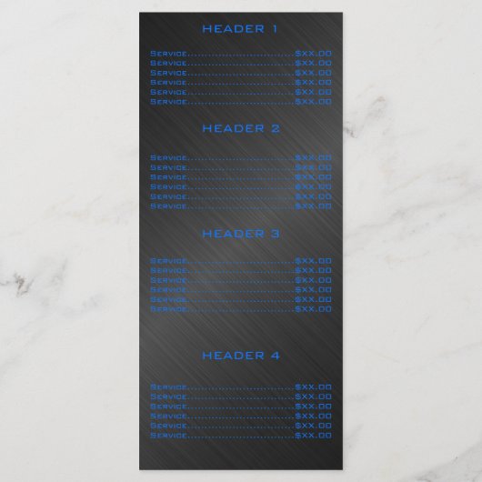 Elegant Silver Magic Blue Wine Black Menue Chic Menu (Achterkant)