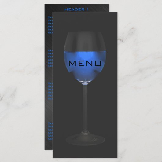 Elegant Silver Magic Blue Wine Black Menue Chic Menu (Voorkant / Achterkant)