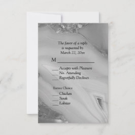 Elegant Silver Marble Agate RSVP met menuopties