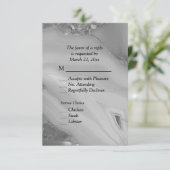 Elegant Silver Marble Agate RSVP met menuopties (Staand voorkant)