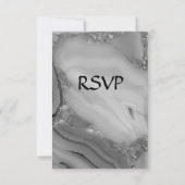 Elegant Silver Marble Agate RSVP met menuopties (Achterkant)