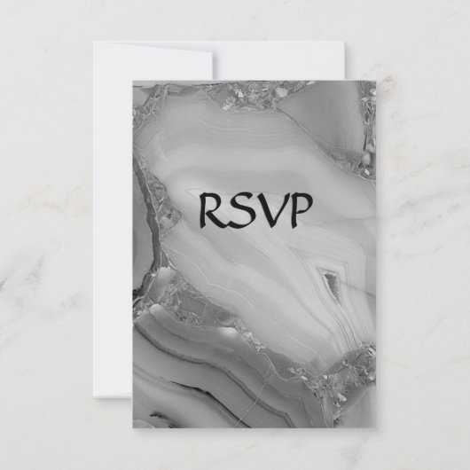 Elegant Silver Marble Agate RSVP met menuopties (Achterkant)