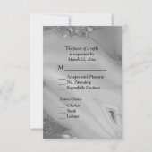Elegant Silver Marble Agate RSVP met menuopties Kaartje (Voorkant)