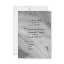 Elegant Silver Marble Agate RSVP met menuopties