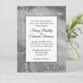 Elegant Silver Marble Agate Wedding Uitnodiging (Staand voorkant)