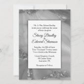 Elegant Silver Marble Agate Wedding Uitnodiging (Voorkant)