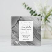 Elegant Silver Marble Agate Wedding Uitnodiging (Staand voorkant)