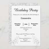 ELEGANT SILVER MARBLE BLACK WHITE CUSTOM BIRTHDAY KAART (Voorkant / Achterkant)