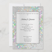 ELEGANT SILVER MARBLE HOLOGRAPHIC PASTEL WEDING KAART (Voorkant)