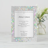 ELEGANT SILVER MARBLE HOLOGRAPHIC PASTEL WEDING KAART (Staand voorkant)