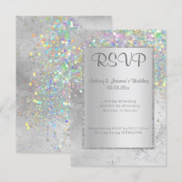 ELEGANT SILVER MARBLE HOLOGRAPHIC RSVP KAART