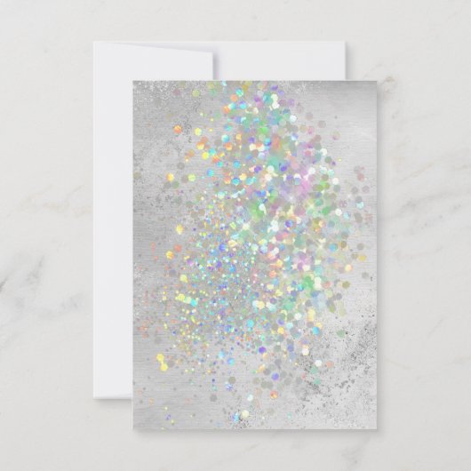 ELEGANT SILVER MARBLE HOLOGRAPHIC RSVP KAART (Achterkant)