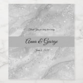 Elegant Silver Marble Stone Wijn Etiket (Enkel label)