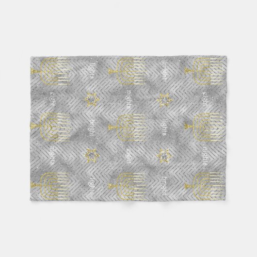 Elegant Silver Menorahs Fleece Blanket (Voorkant (Horizontaal))