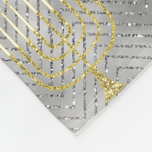Elegant Silver Menorahs Fleece Blanket (Hoek)
