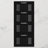 Elegant Silver Menue Chic Menu (Achterkant)