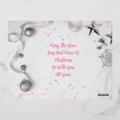 Elegant Silver Merry Kerstmis, Foto, Bericht Folie Feestdagen Briefkaart (Achterkant)