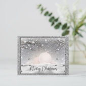 Elegant Silver Merry Kerstmis, Happy Holiday Briefkaart (Staand voorkant)