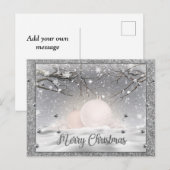 Elegant Silver Merry Kerstmis, Happy Holiday Briefkaart (Voorkant / Achterkant)