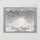 Elegant Silver Merry Kerstmis, Happy Holiday Briefkaart (Voorkant)