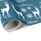 Elegant Silver Merry-snowflake-rendiervis Cadeaupapier (Rol Hoek)