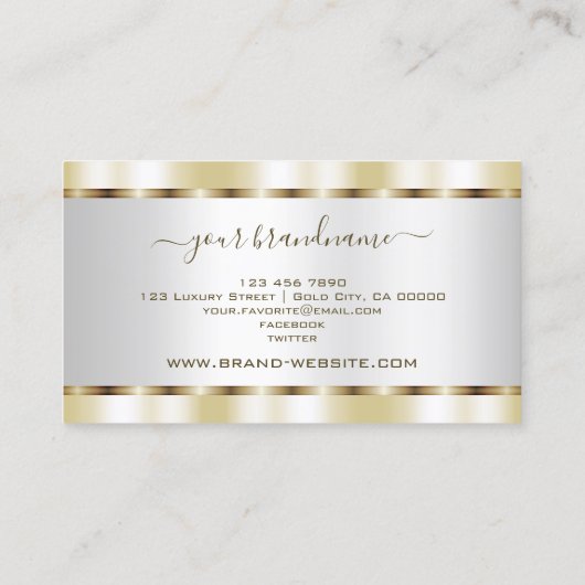 Elegant Silver met Gold Effect Professional Visitekaartje (Achterkant)