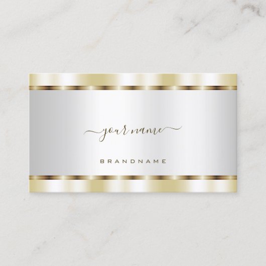 Elegant Silver met Gold Effect Professional Visitekaartje (Voorkant)