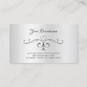 Elegant Silver met Initialen  Hoekgrenzen Visitekaartje (Achterkant)