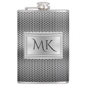 Elegant Silver Metal Mesh look Monogram Heupfles (Voorkant)